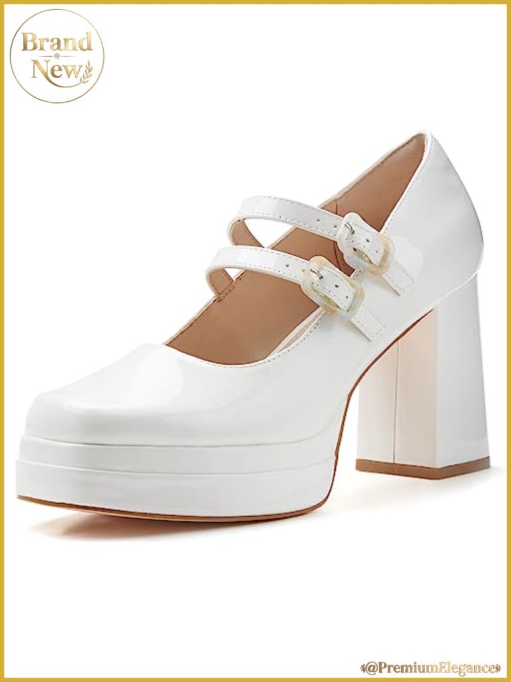 Women's Platform Mary Jane Pumps Two Strap Square Toe Chunky Block Heel